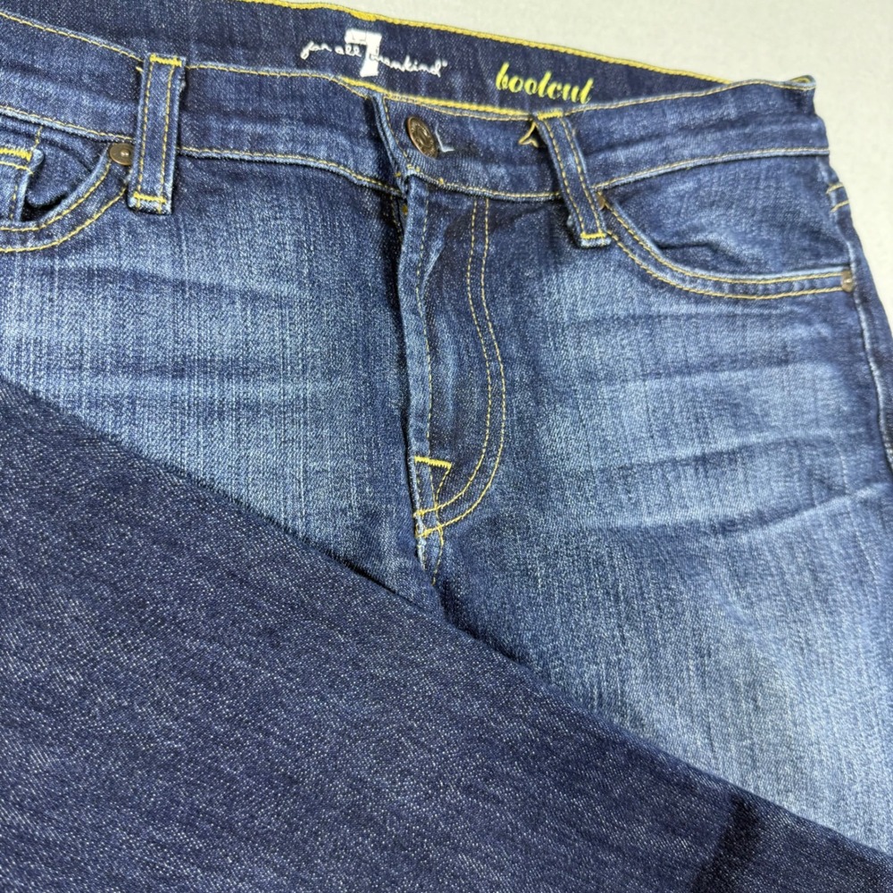 7 For All Mankind Bootcut Jeans Dark Wash Raw Hem Womens Blue Denim 30